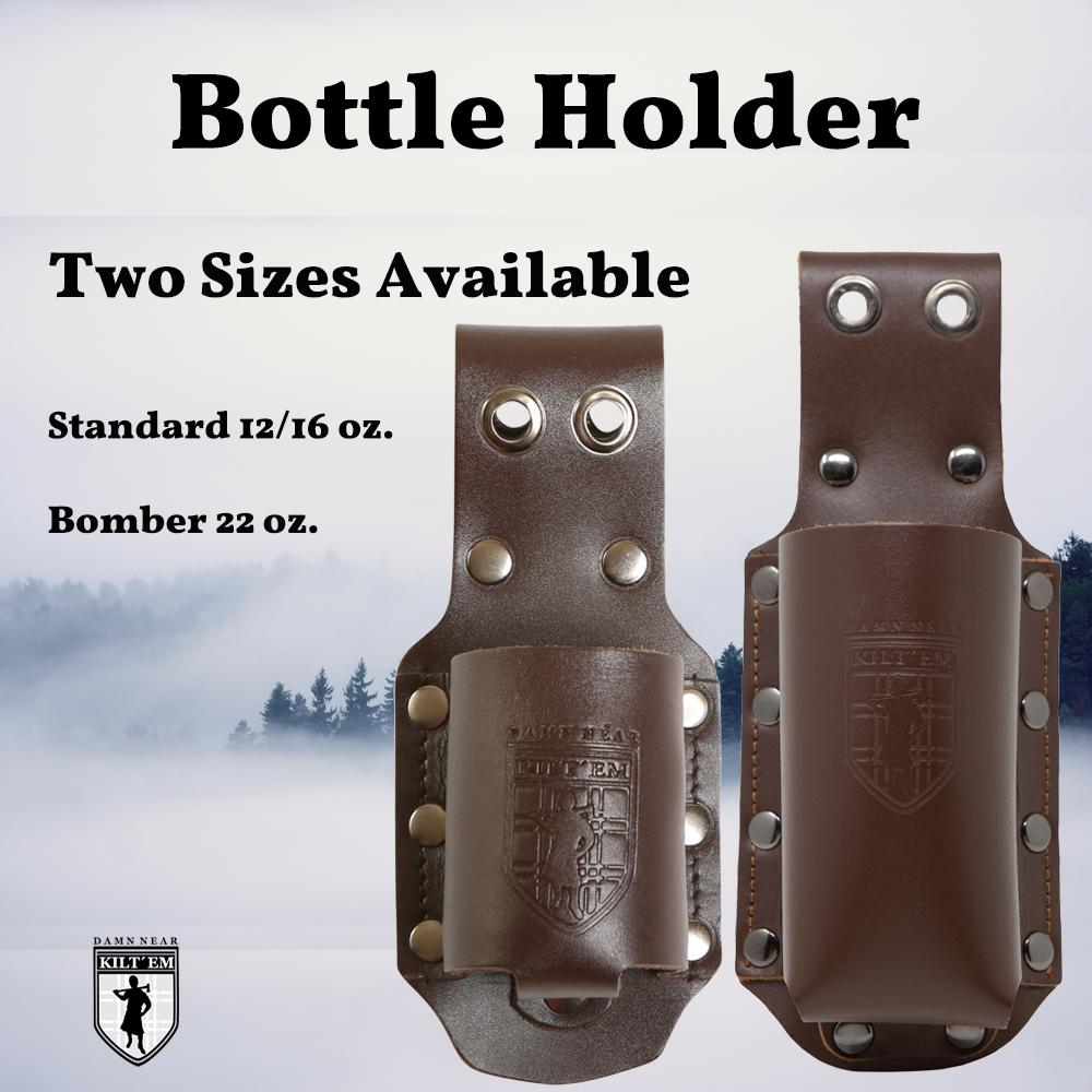 12 oz Standard Bottle Holder - Brown Leather Cover