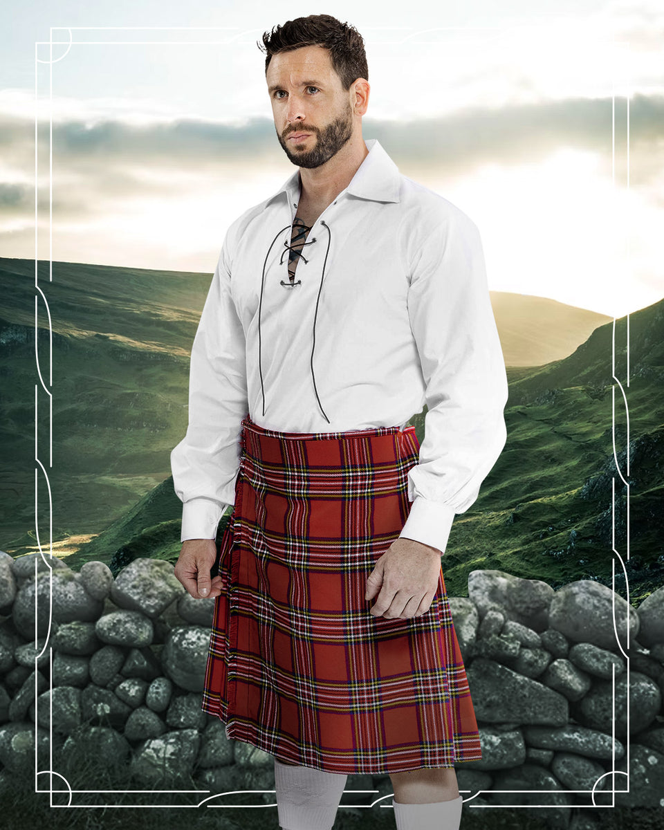 Jacobean Kilt Shirts Men's Scottish Jacobite Shirt Ghillie Style Lace