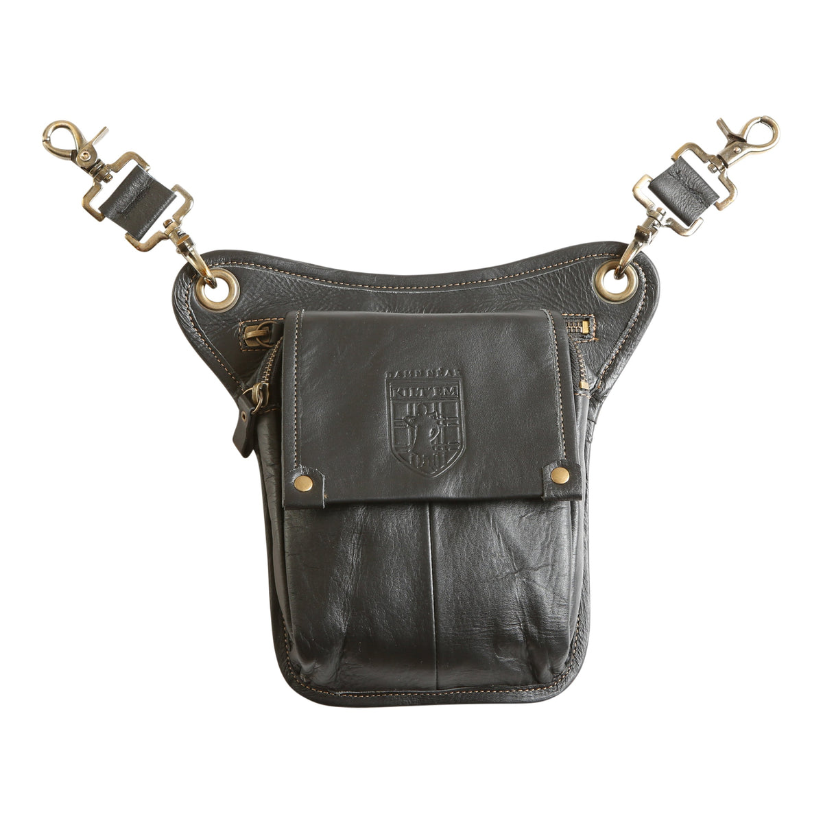 Leather Sporran - Black Raw Hide Cover