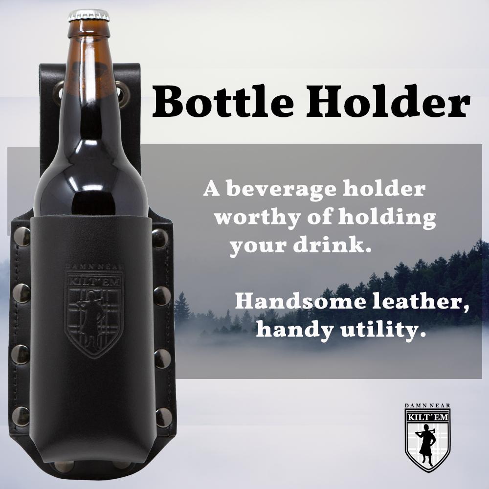 22 oz Bomber XL Bottle Holder - Black Leather Cover