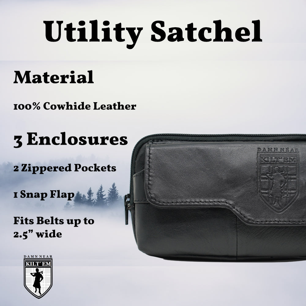 Leather Utility Satchel - Black Preview #7