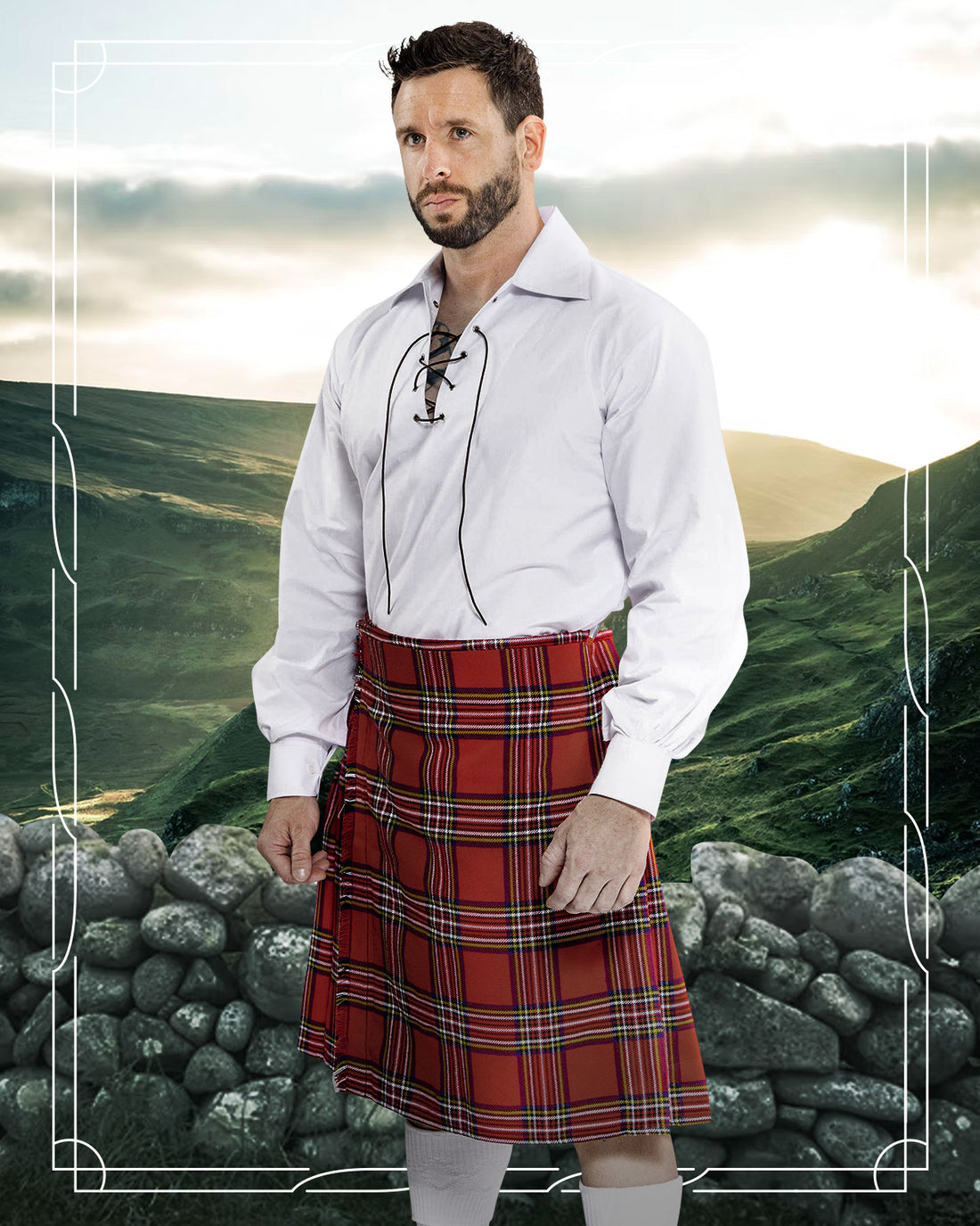 Scottish/Irish White Kilt Hose Socks – Men's Size Medium For Sporrans & Flashes