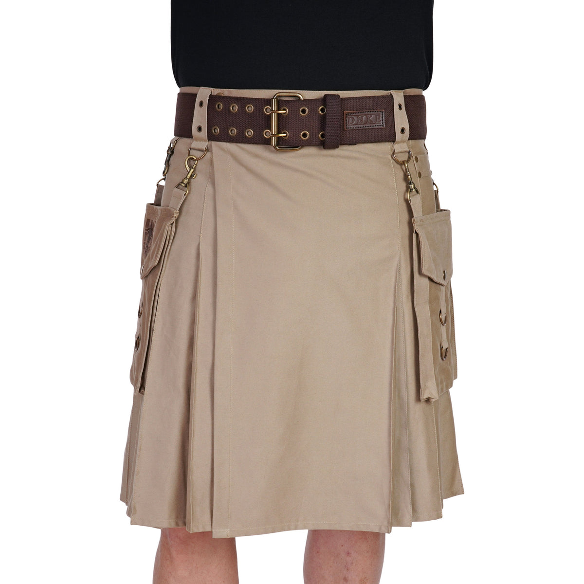Double Prong Kilt Belt - Brown Woven Cotton Cover