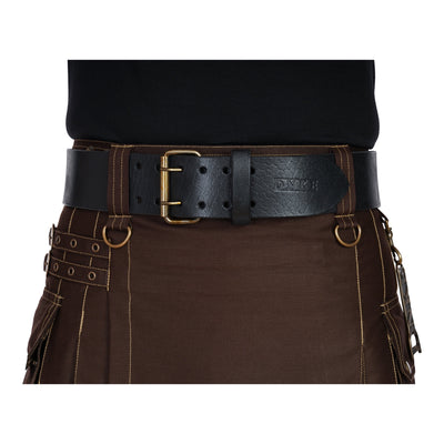 Double Prong Kilt Belt - Brown Leather Preview #2