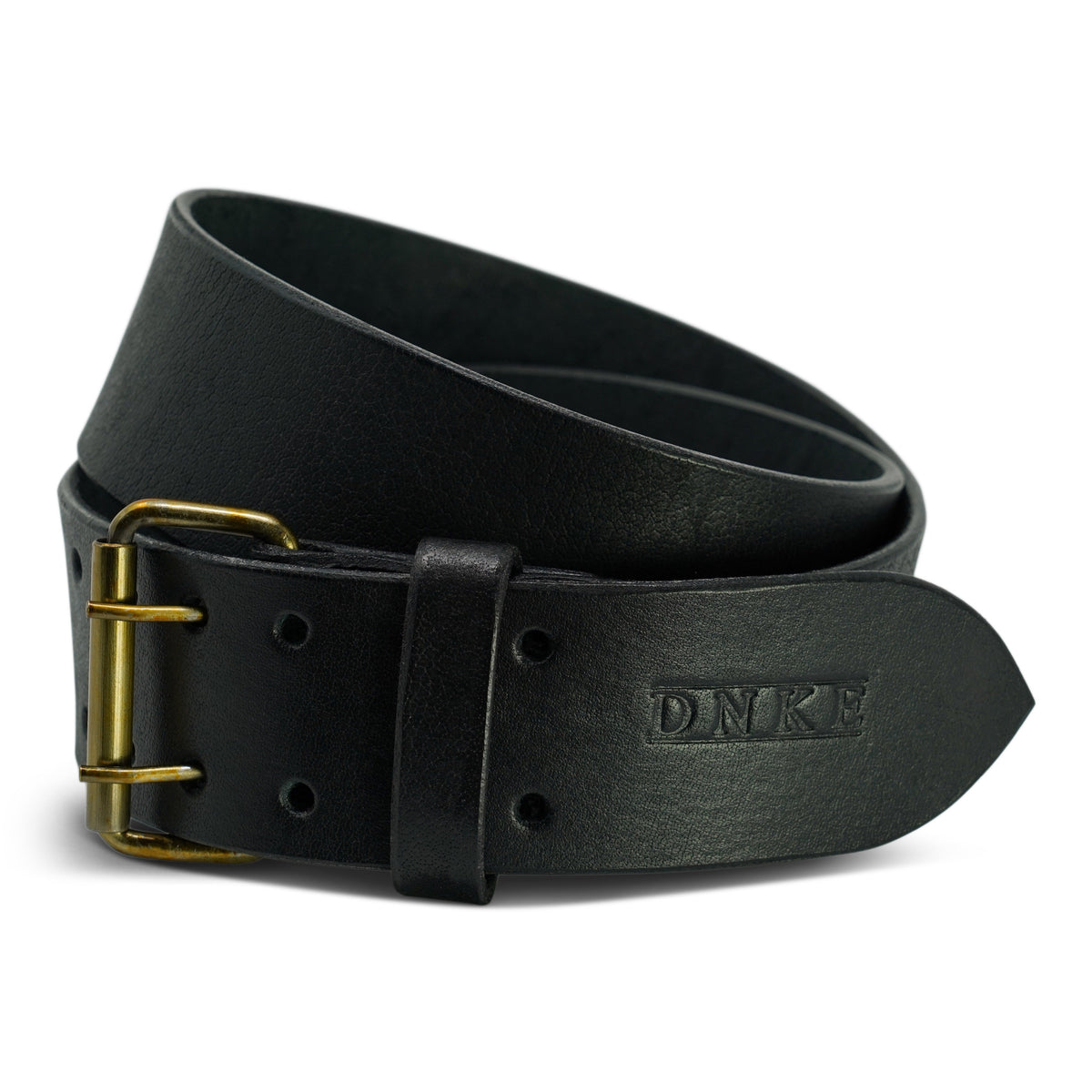 Double Prong Kilt Belt - Black Leather Cover