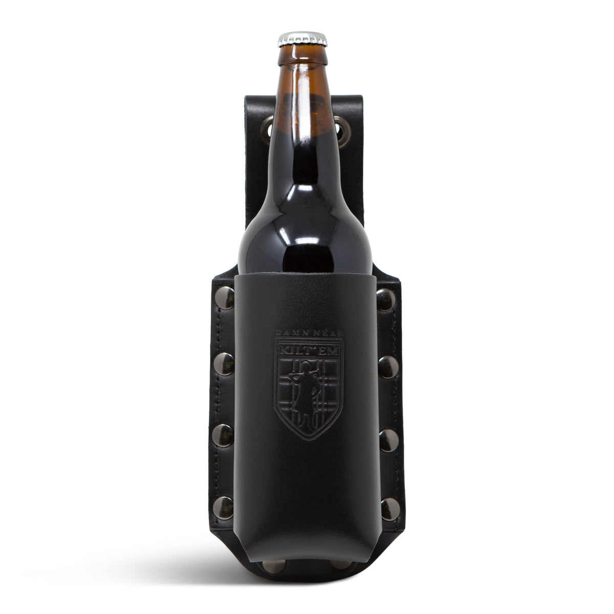 22 oz Bomber XL Bottle Holder - Black Leather Cover