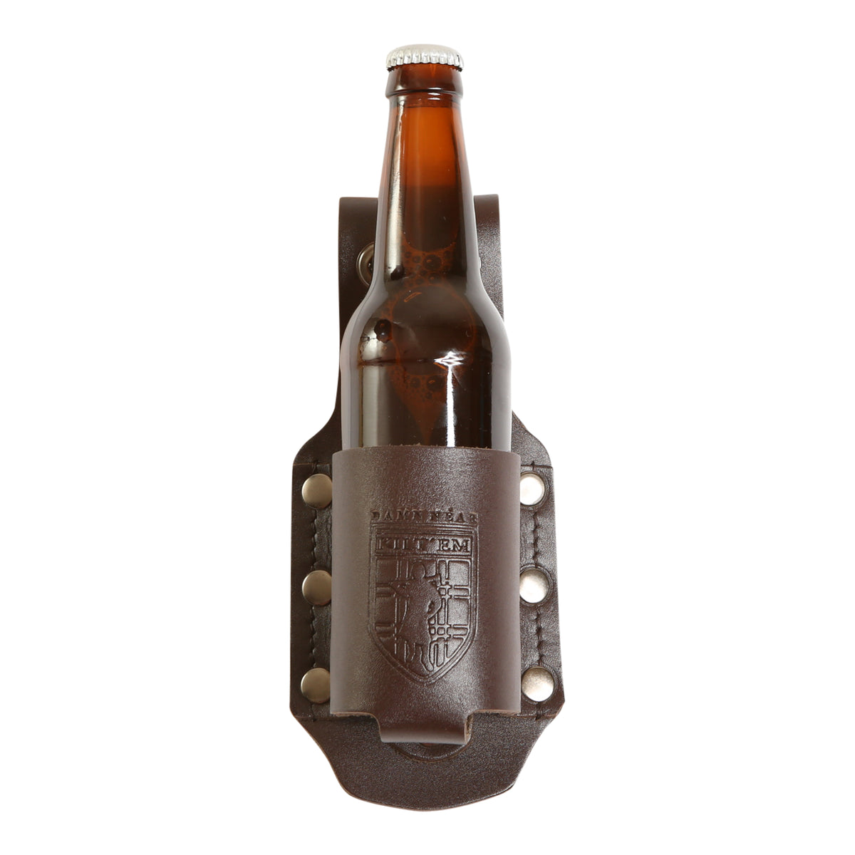 12 oz Standard Bottle Holder - Brown Leather Cover