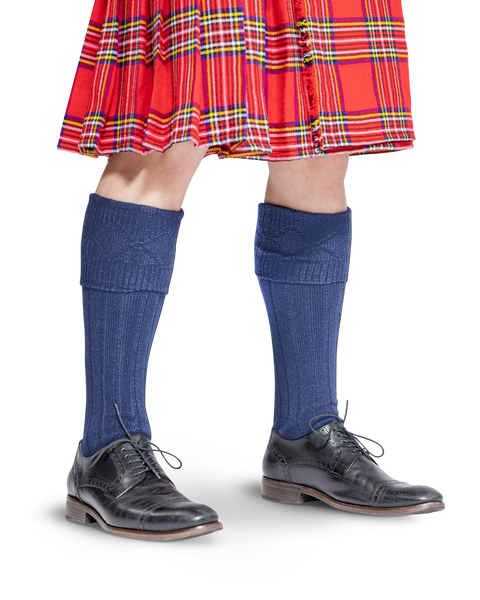 TC Men’s Kilt Sock Flashes – Air Force Blue Tartan, Scottish Kilt Hose Flashes, Size L, Acrylic Wool
